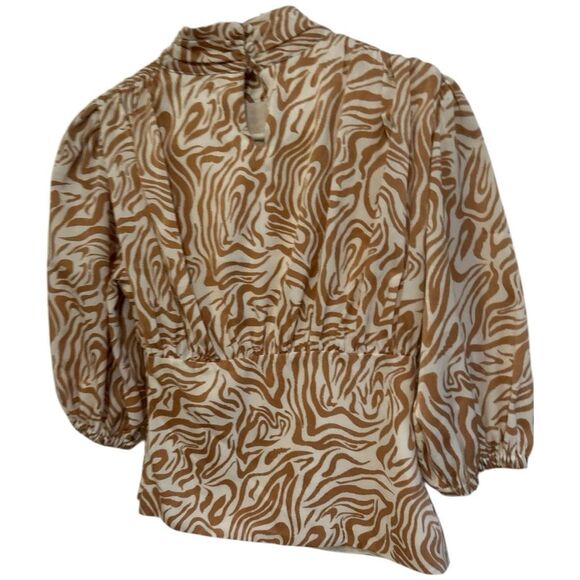 Song of Style Revolve Teagan Top in Zebra Multiple Size S Retro Puff Sleeve - Picture 5 of 8